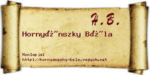 Hornyánszky Béla névjegykártya