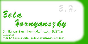 bela hornyanszky business card